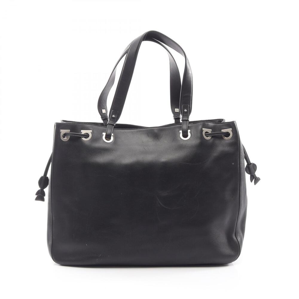 Salvatore Ferragamo Gancini Tote Bag Leather Black